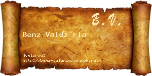 Benz Valéria névjegykártya